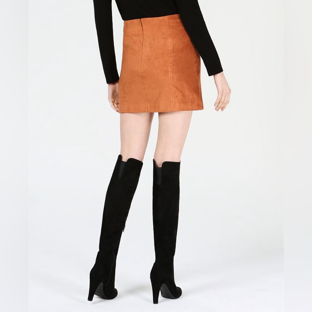 Bar III Faux-Suede Buckle Detail Mini Skirt - Picture 2 of 5